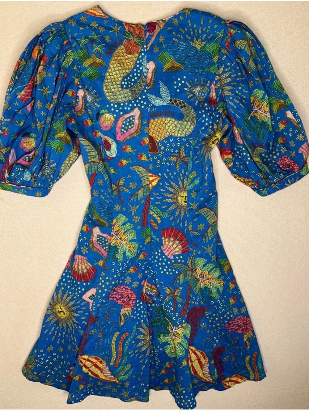 FARM Rio Blue Tropical Shell Lace-Up Cotton Top - Picture 3 of 10